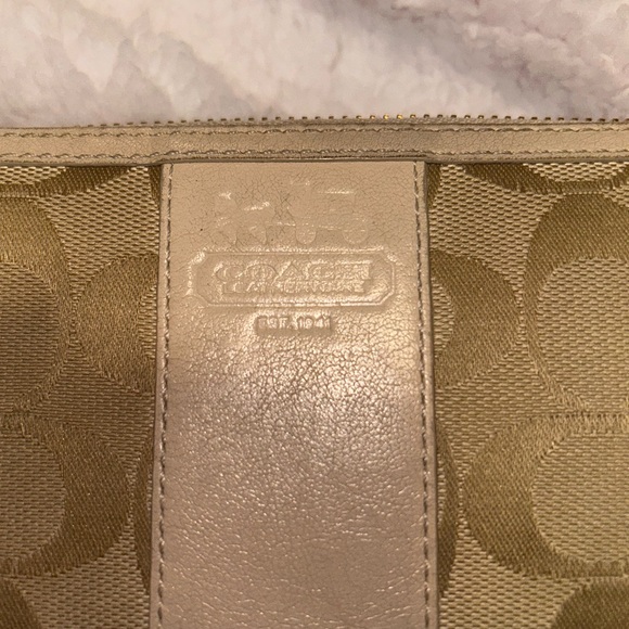 Coach Leather & Canvas Monogram Accordion Long Zip Wallet - Picture 2 of 12